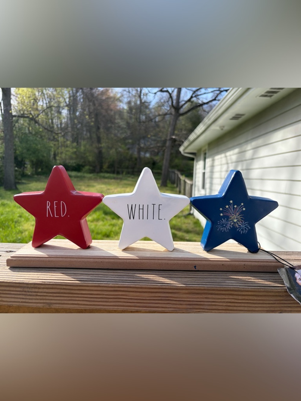 Rae Dunn Patriotic Star Trio 🇺🇸 Red White Blue Fireworks Decor